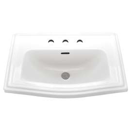 25-in Drop In Bathroom Sink with 3 Faucet Holes Drilled and Overflow
