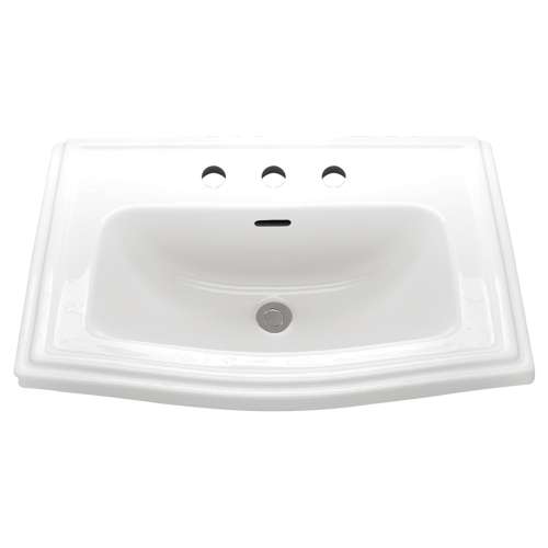 25-in Drop In Bathroom Sink with 3 Faucet Holes Drilled and Overflow