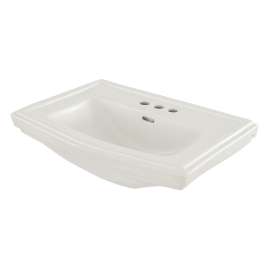 27-in Pedestal Bathroom Sink with 3 Faucet Holes Drilled and Overflow, Less Pedestal