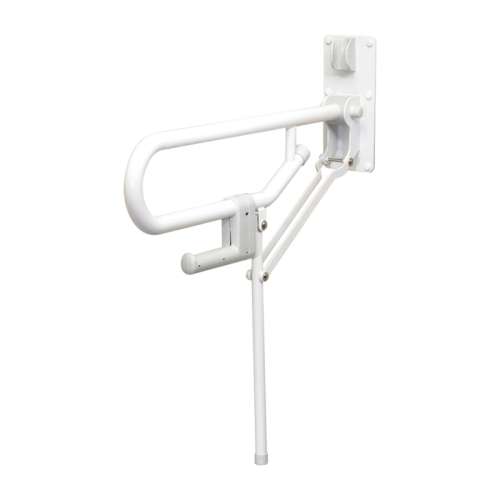01820 Fold-Up Support Grab Bar with Fixed Leg in White