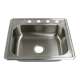 25-in x 22 1/64-in x 7-in 20 Gauge Single Bowl, Stainless Steel Kitchen Sink, Drop-in Installation, with 3 Faucet Holes