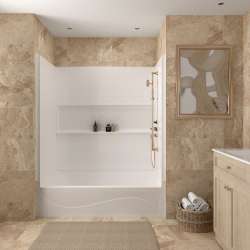 Samuel Mueller Revolution 60 x 30 in. SMC Alcove Tub and Shower Kit, Right-Hand Drain, White, SMRTSK6030R-31