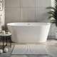 Maris 59 in. Freestanding Deep Soaking Bathtub | 31 in. Wide Acrylic Flatbottom | Center Drain | Bath Pillow Included | 23 in. Confirmed Soak Depth | Gloss White | K-AFTM5931-G31