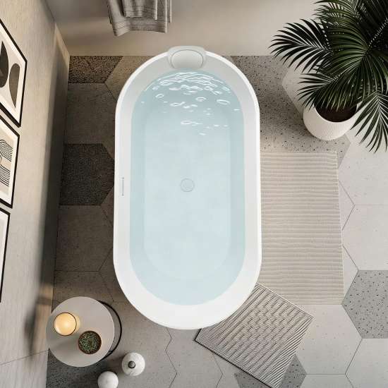 Maris Grande 67 in. Freestanding Deep Soaking Bathtub | 31 in. Wide Acrylic Flatbottom | Center Drain | Bath Pillow Included | 23 in. Confirmed Soak Depth, 86.7-Gallon Capacity | Gloss White | K-AFTM6731-G31