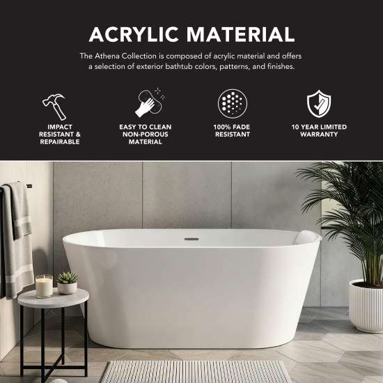 Maris Grande 67 in. Freestanding Deep Soaking Bathtub | 31 in. Wide Acrylic Flatbottom | Center Drain | Bath Pillow Included | 23 in. Confirmed Soak Depth, 86.7-Gallon Capacity | Gloss White | K-AFTM6731-G31