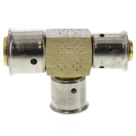 Zero Lead Bronze 1/2in x 3/8in x 3/8in PEX Press Reducing Tee w/ Attached Sleeve